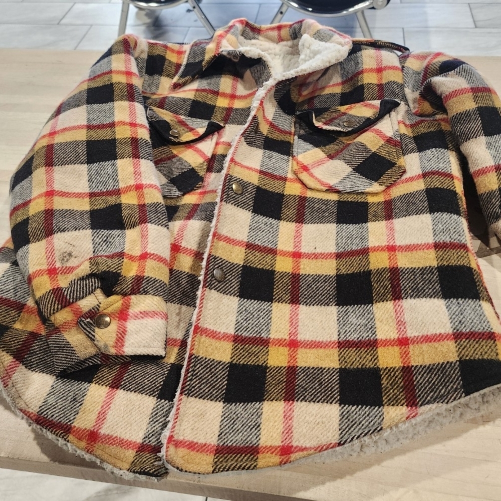 Plaid Sherpa-Lined Jacket Mens Small Boys 16-18